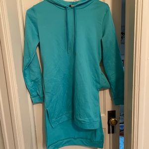 Teal Hoodie Dress